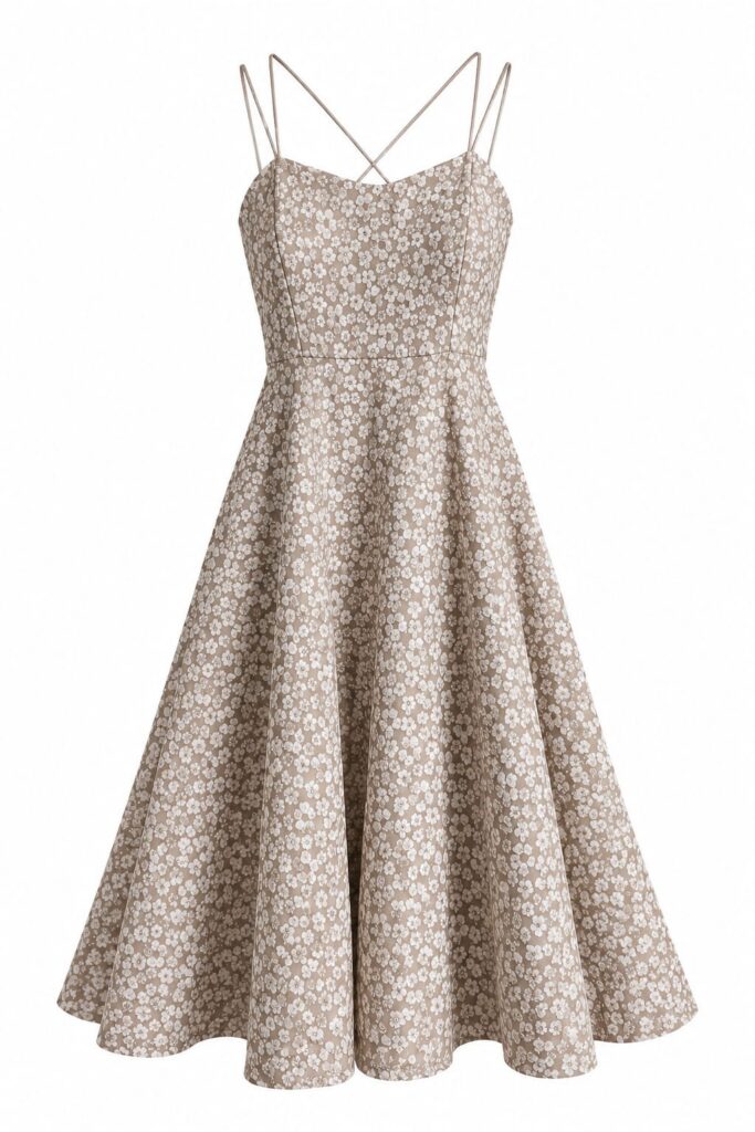 Taupe floral dress