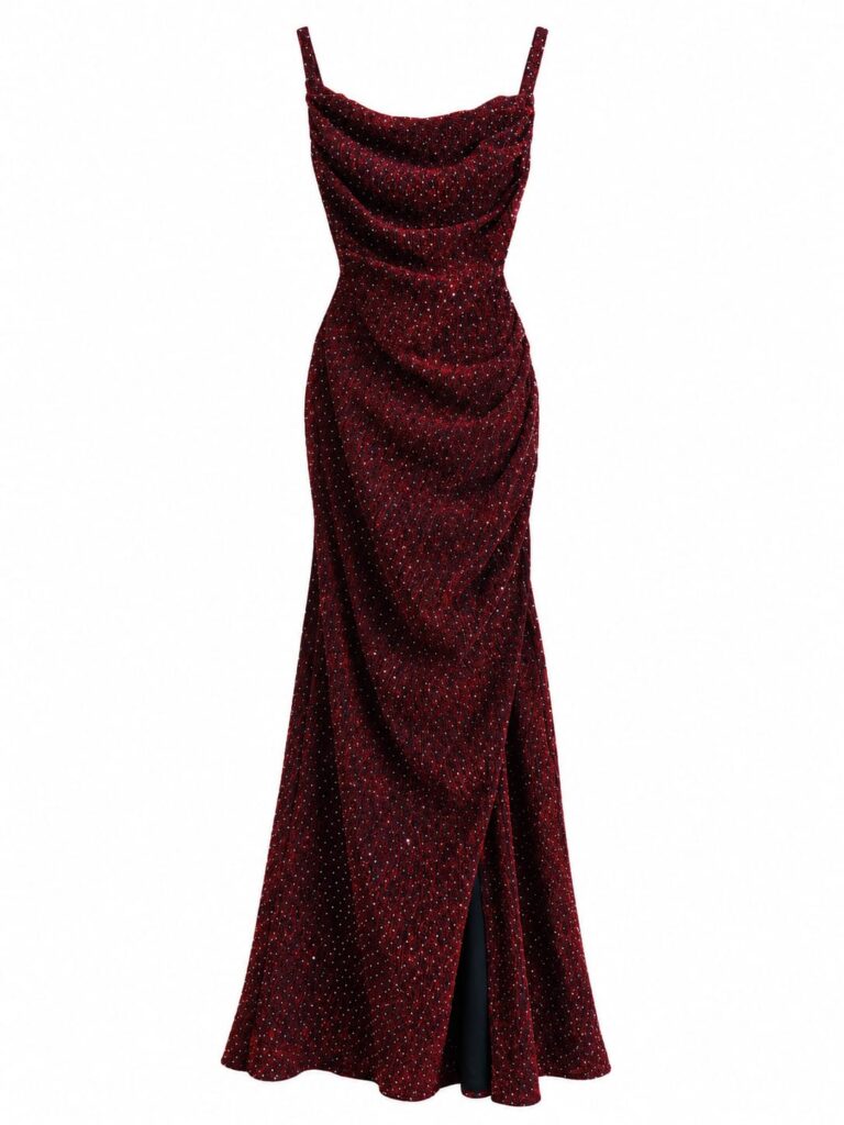 Midnight Glam Burgundy Dress