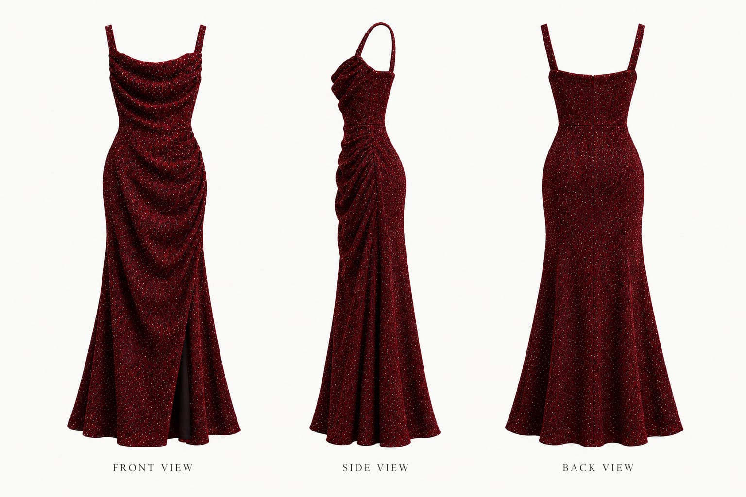 Midnight Glam Burgundy Dress - Image 2
